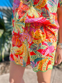 Karlie - Palm Banana Scallop Shorts