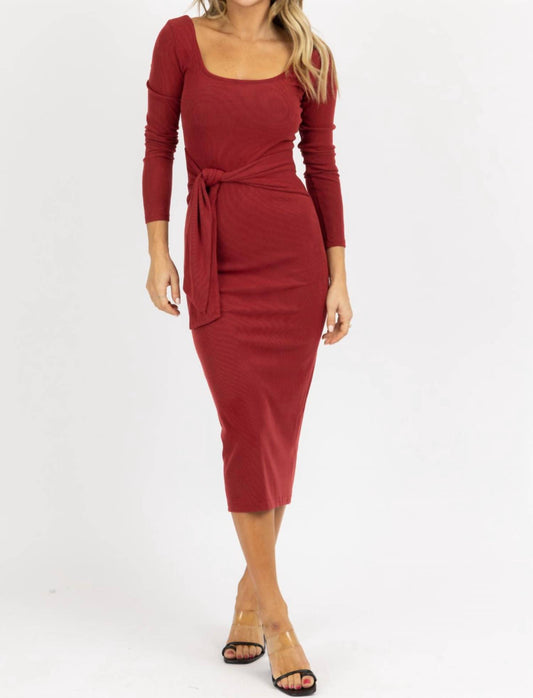 LONG SLEEVE TIE FRONT MAXI DRESS