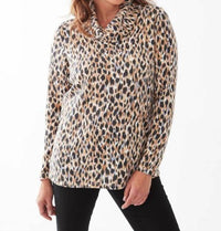 FDJ Cowlneck Long Sleeve Printed Top in indi abstract - women's blouse