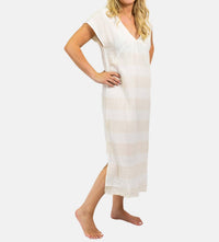 LOVESTITCH Stripe Midi Beach Dress in white - women's dress