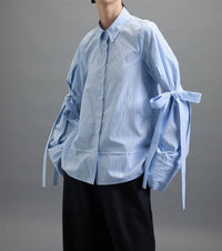Kika Vargas Park Classic Long Sleeve Shirt in blue stripes poplin - women's long sleeve top