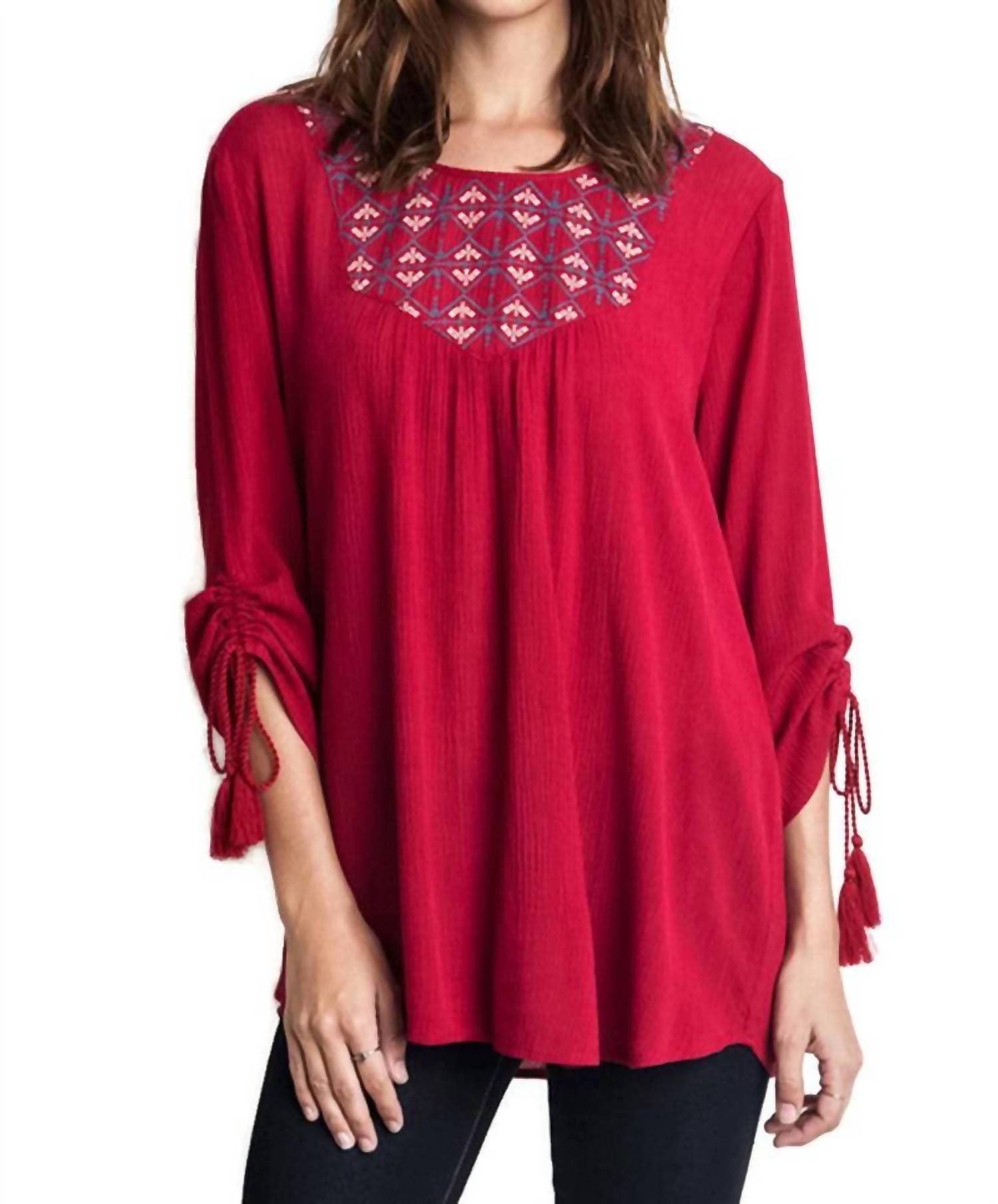 Umgee - Embroidered Baby Doll Top