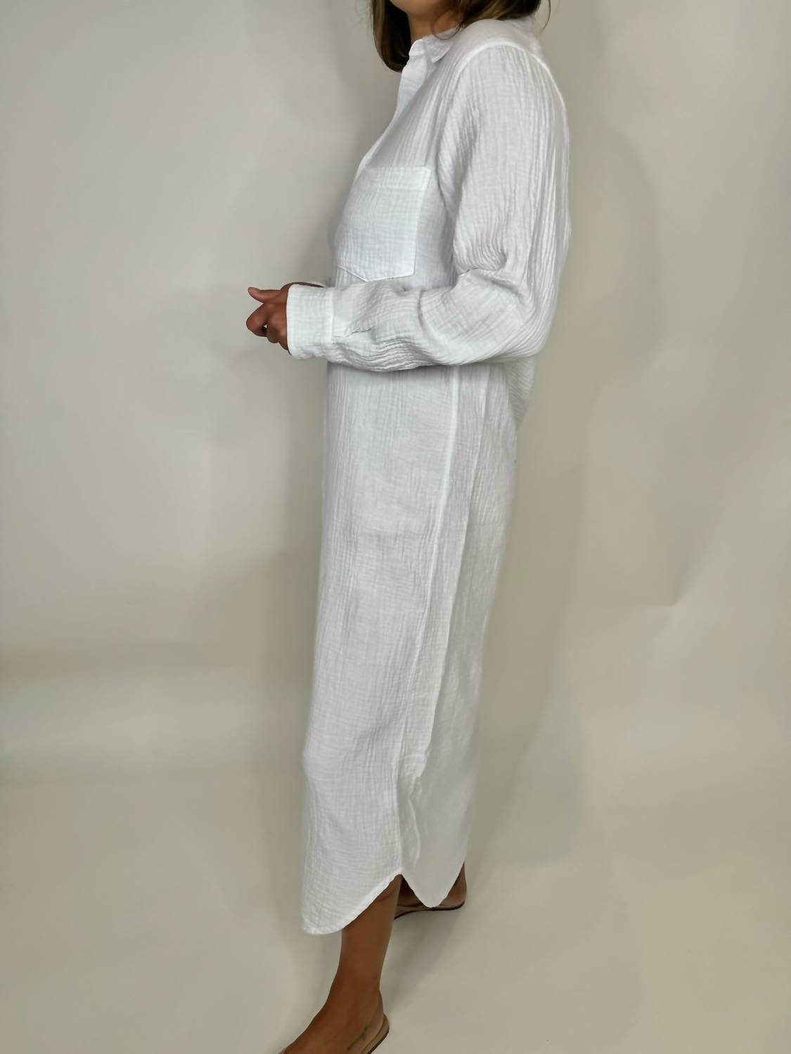 Bobi - Button Front Maxi Shirt Dress