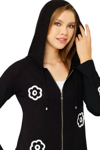 French Kyss - Handmade Flower Zip Hoodie