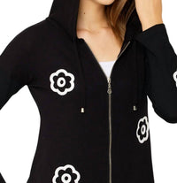 French Kyss - Handmade Flower Zip Hoodie