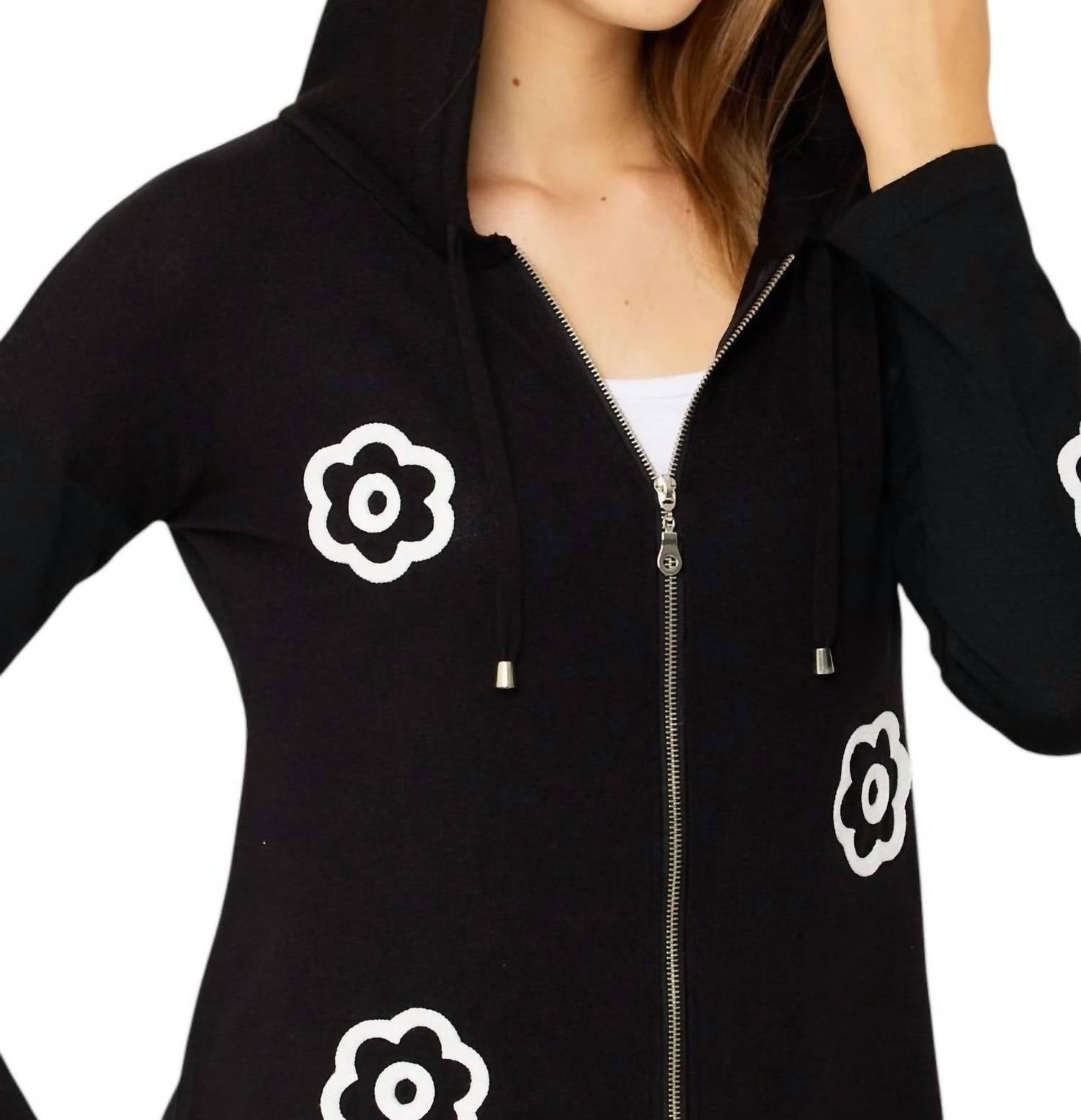 French Kyss - Handmade Flower Zip Hoodie