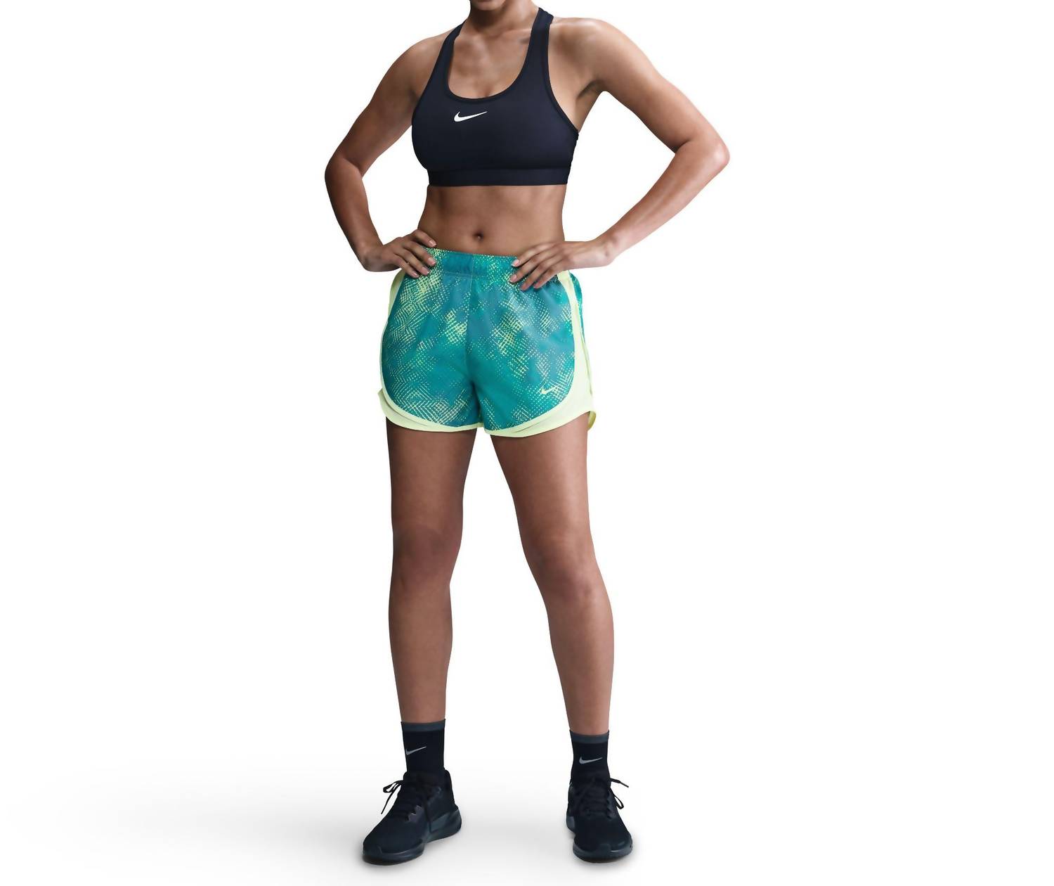 NIKE Women's Tempo Lined Dri Fit 3in Shorts in turquoise - women's shorts