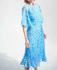 Joseph Ribkoff - 3d Florals Belted Chiffon Fit And Flare Dress