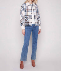 Charlie B - Short Plaid Knit Jacket