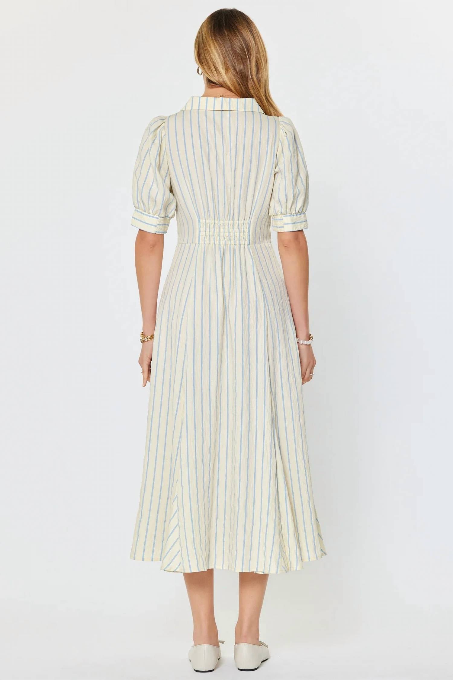 Nyland - Kyla Striped Asymmetric Button Down Midi Dress