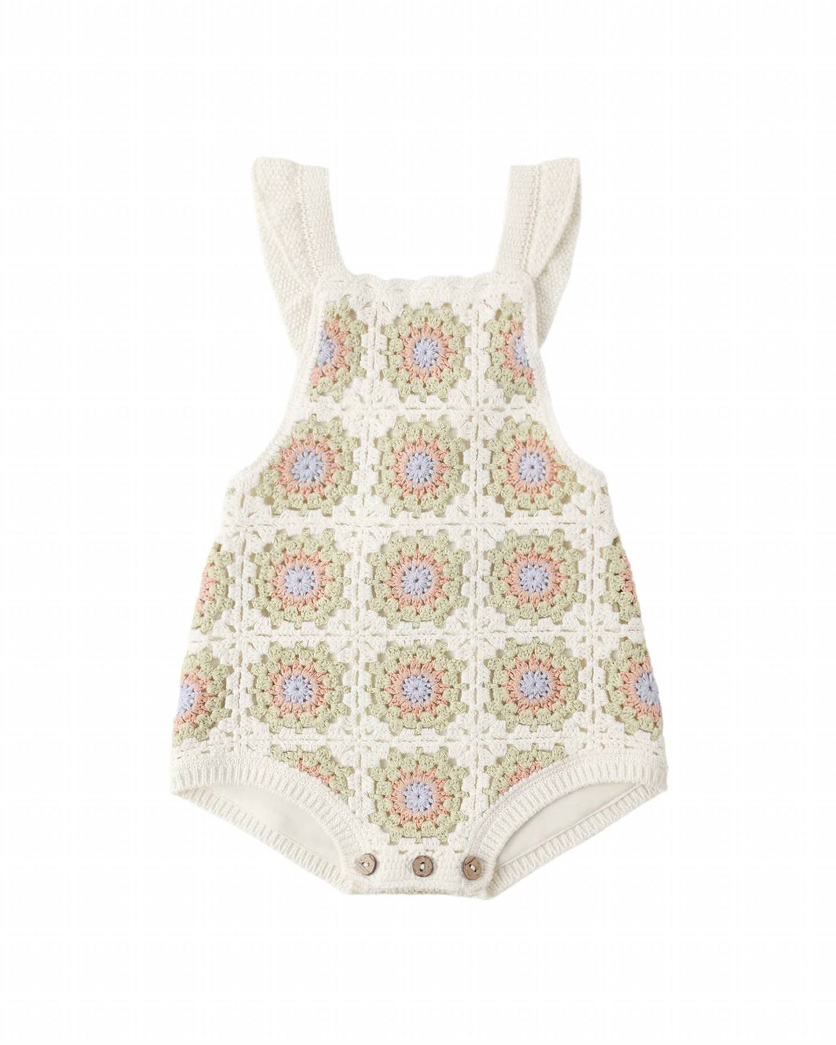 Rylee + Cru - Kid's Citron Daisy Check Crochet Romper