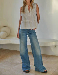By Together - Chic Sleeveless Ruffle Hem Blouse
