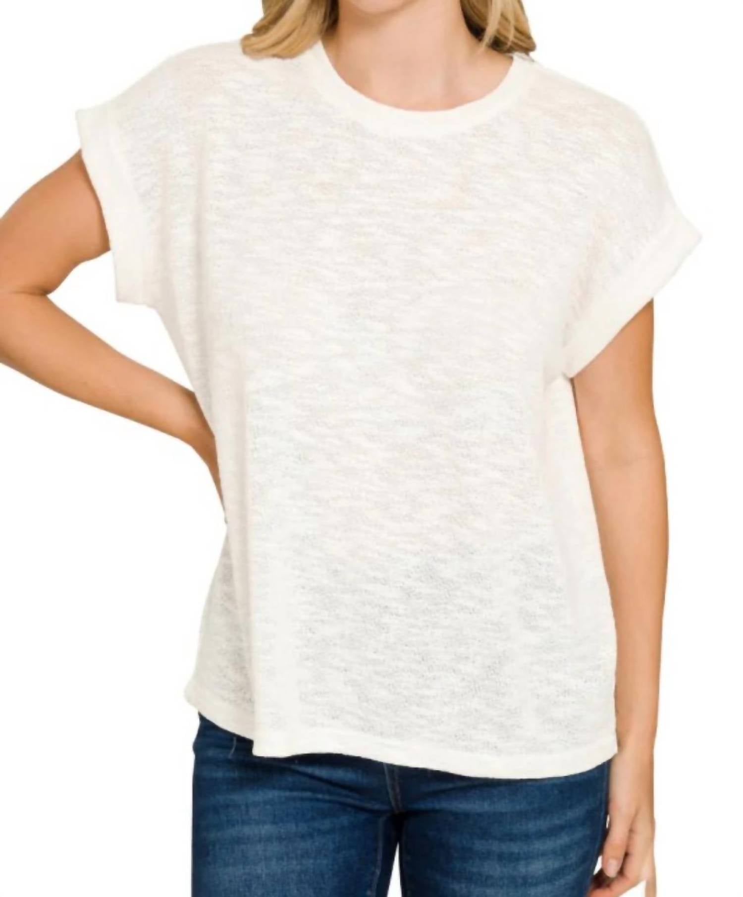 Zenana - Slub Rolled Sleeve Tee