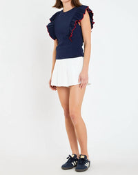 English Factory - Contrast Ruffled Knit Top