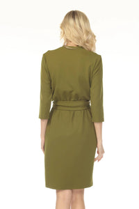 Joseph Ribkoff - Belted V-neck Three Quarter Sleeve Mini Dress