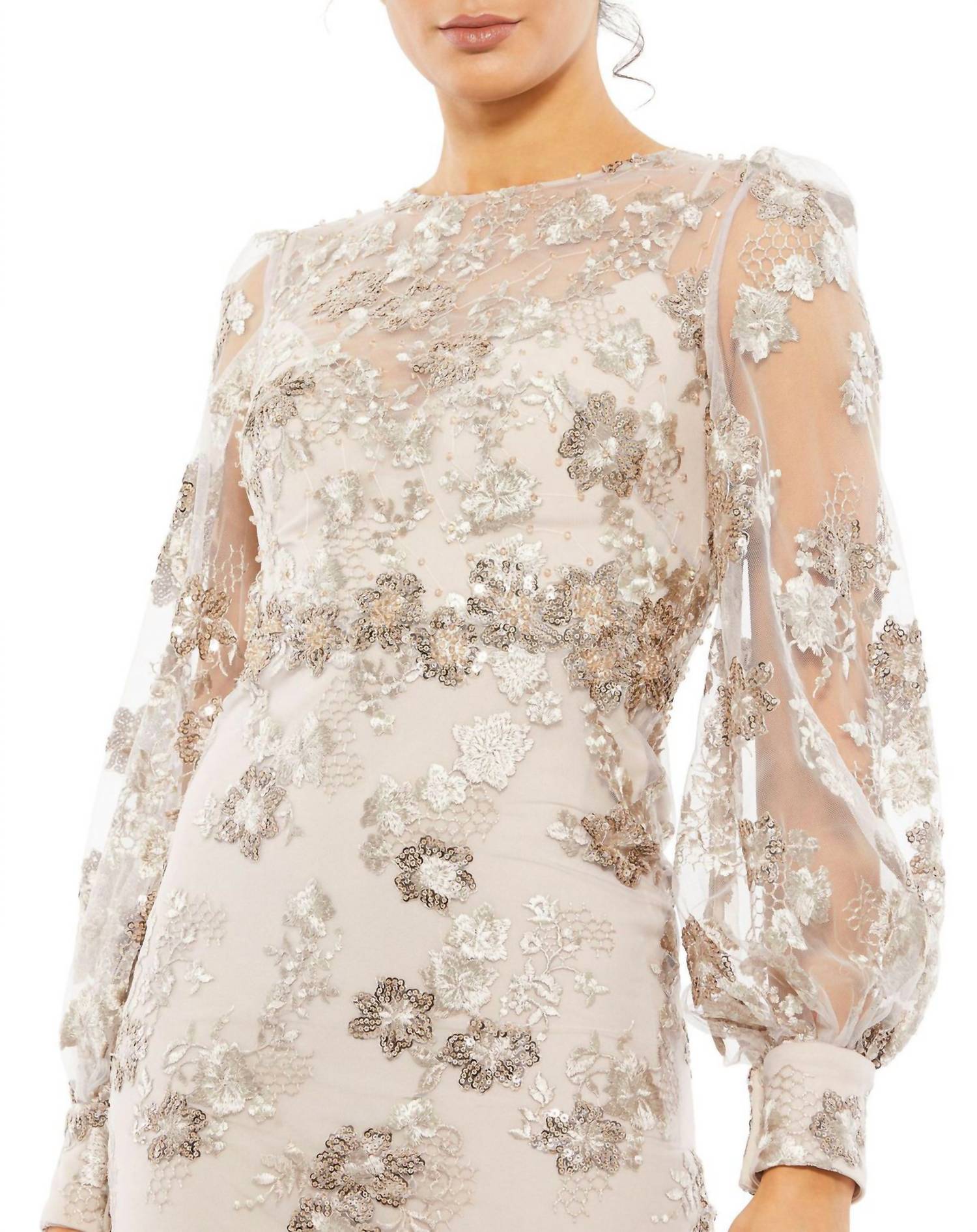 Mac Duggal - Bishop Sleeve Embroidered Dress