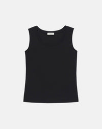 Lafayette 148 Cotton Rib Scoop Neck Tank Top in black - women's tank top - view 4