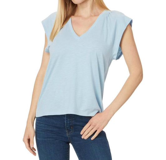 Lilla P - Shirred Shoulder V-Neck Shirt