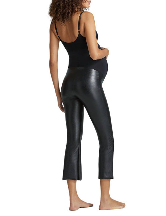 Commando - Faux Leather Maternity Cropped Flare Legging