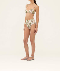 Agua By Agua Bendita - Magdalena Moriche Palm Embroidered Printed Bikini Top