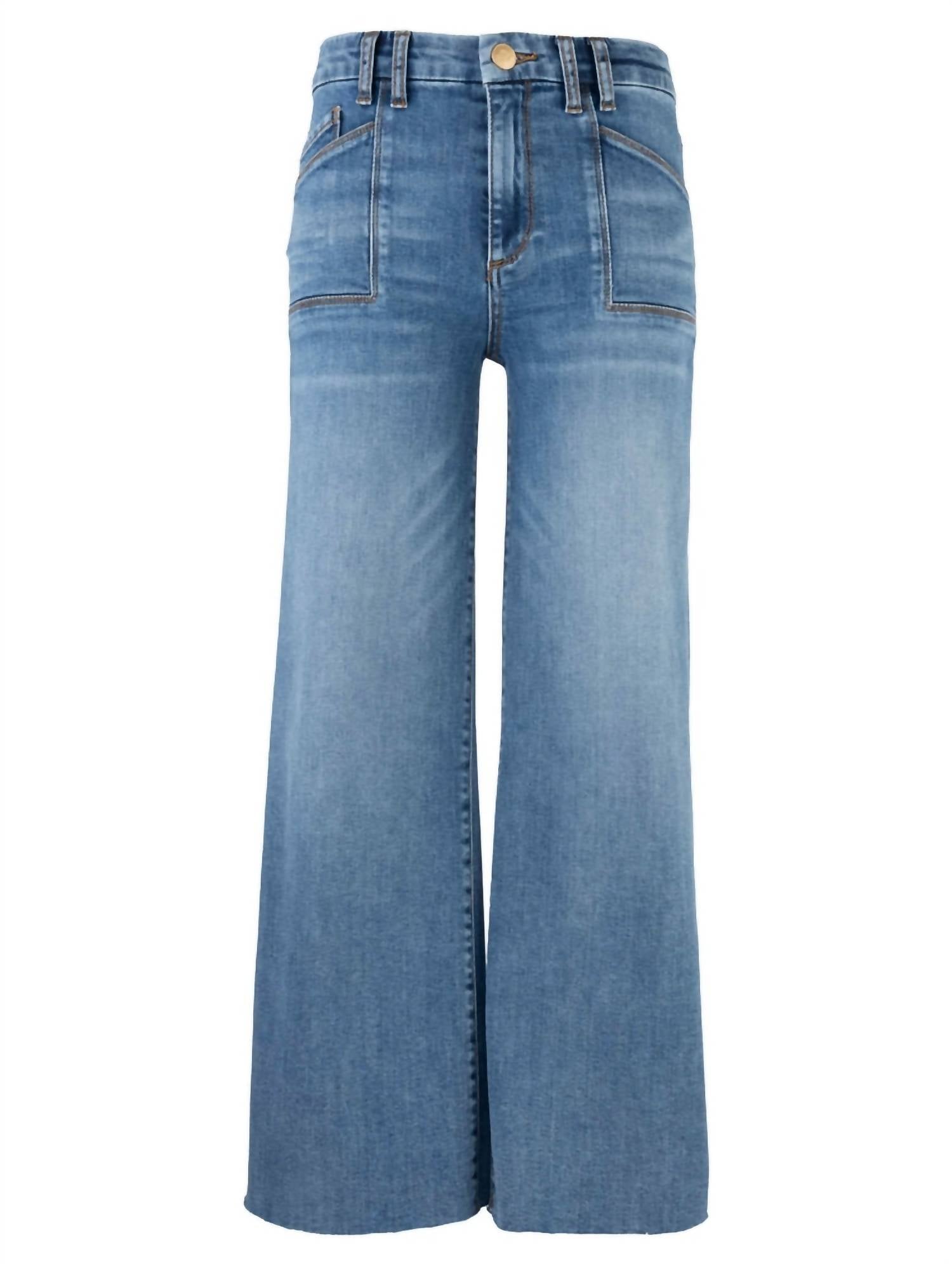 KUT FROM THE KLOTH Meg High Rise Wide Leg Front Pockets Jean in earn - women's jeans - detail view