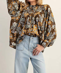 Ee:Some - Hollis Floral Printed Button Down Top