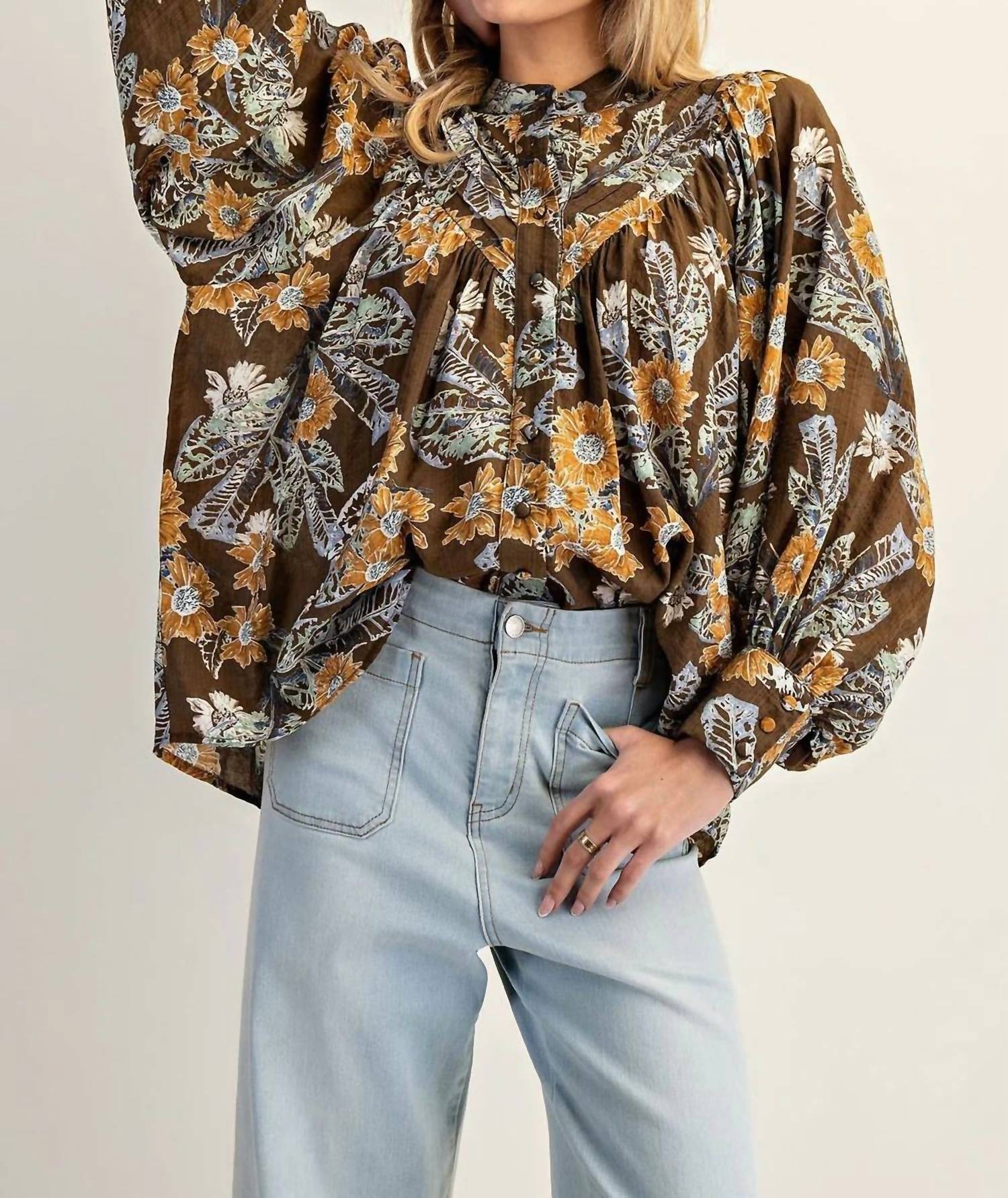 Ee:Some - Hollis Floral Printed Button Down Top