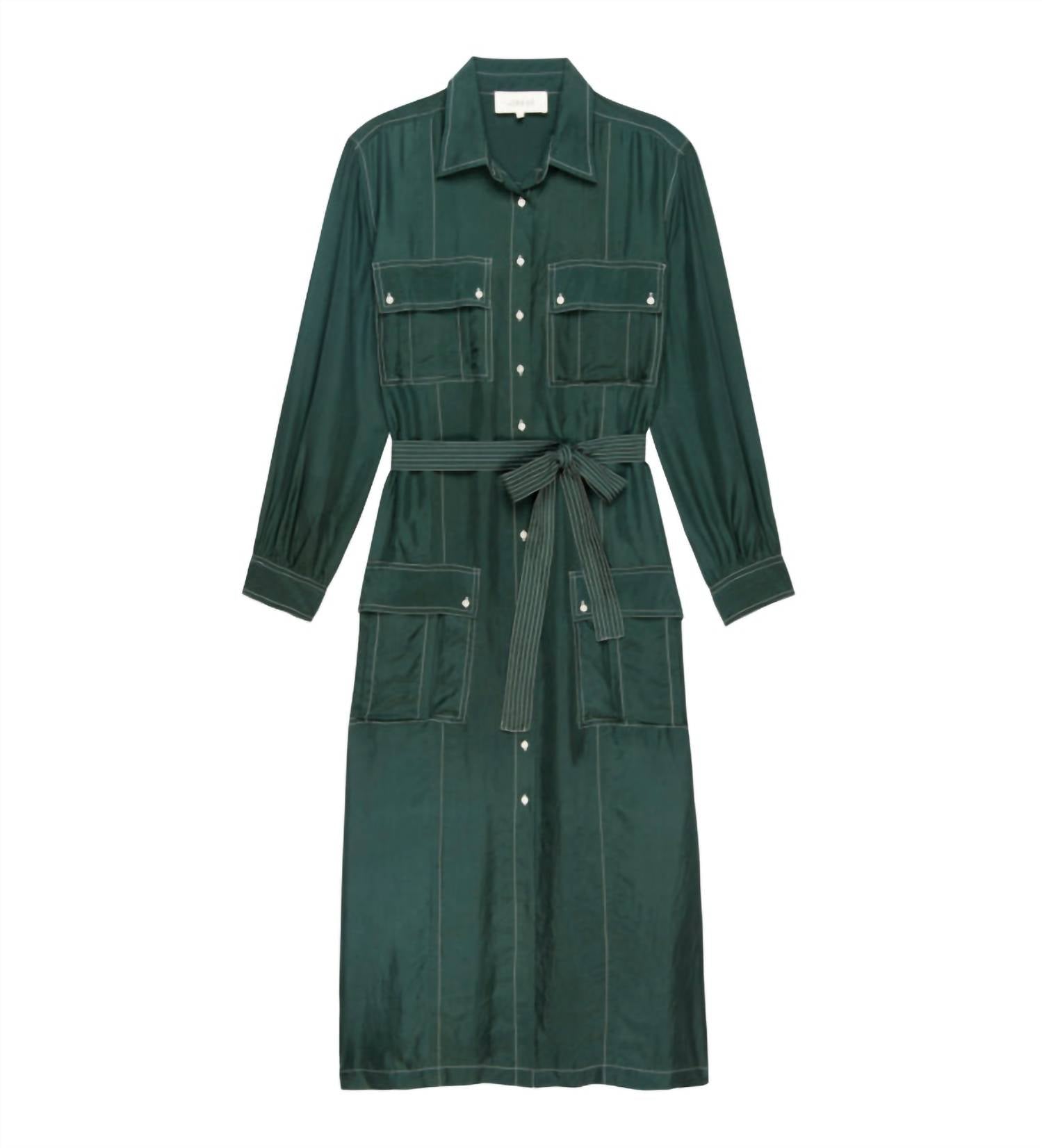 THE GREAT. Women's The Cargo Dress in deep green - women's dress