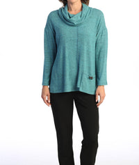 Jess & Jane - Brushed Knit Pocket & Cowl Neck Top