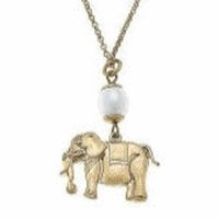 Canvas Style - Women's Elephant And Pearl Charm Necklace