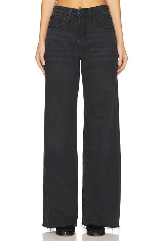 Good American - Good Standard Ease Wide Leg Raw Cut Hem Jean