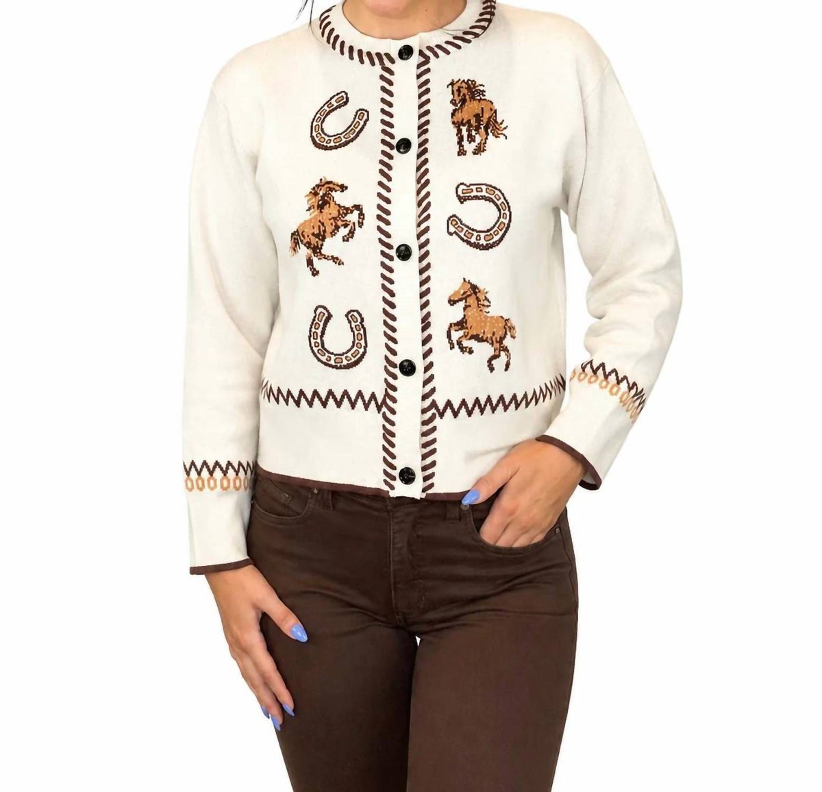 Skies Are Blue - Desert Rodeo Western Intarsia Cardigan
