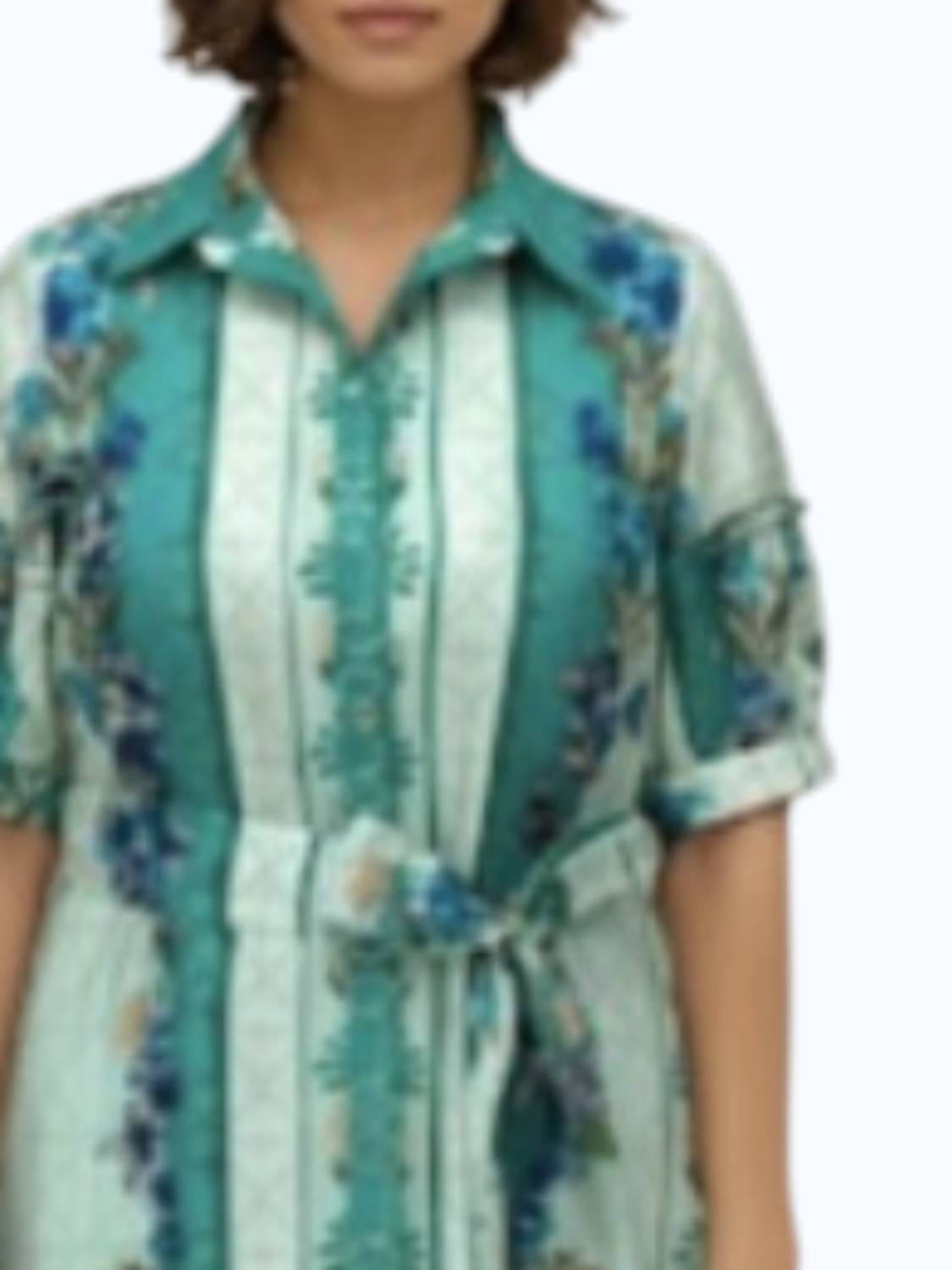 Celina Moon - Short Sleeve Striped Floral Maxi Dress