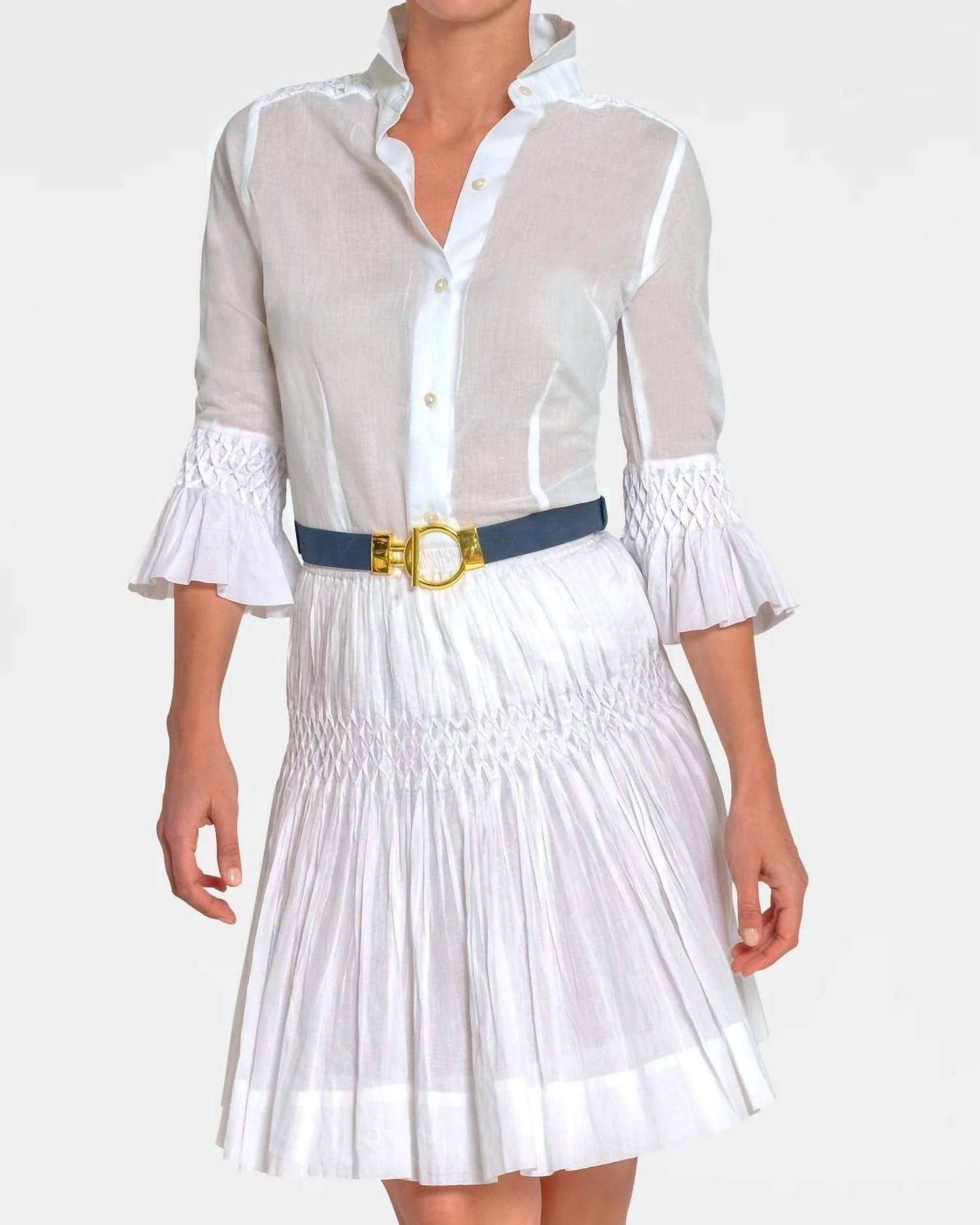 GRETCHEN SCOTT Fortuna Goddess Of Fortune Hand Smocked Blouse in roman goddess - women's blouse
