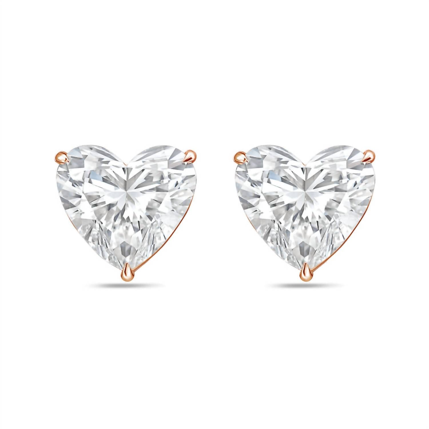 Diana M Jewels - Women's Heart Lab-grown Diamond Stud Earrings (6.00 Tcw) - Elegant
