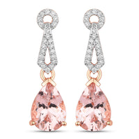 Diana M Jewels Women's Pear Natural Pink Morganite Stud Earrings (3.62 Ct) - Signature Plus in 14k rose gold - women's jewelry