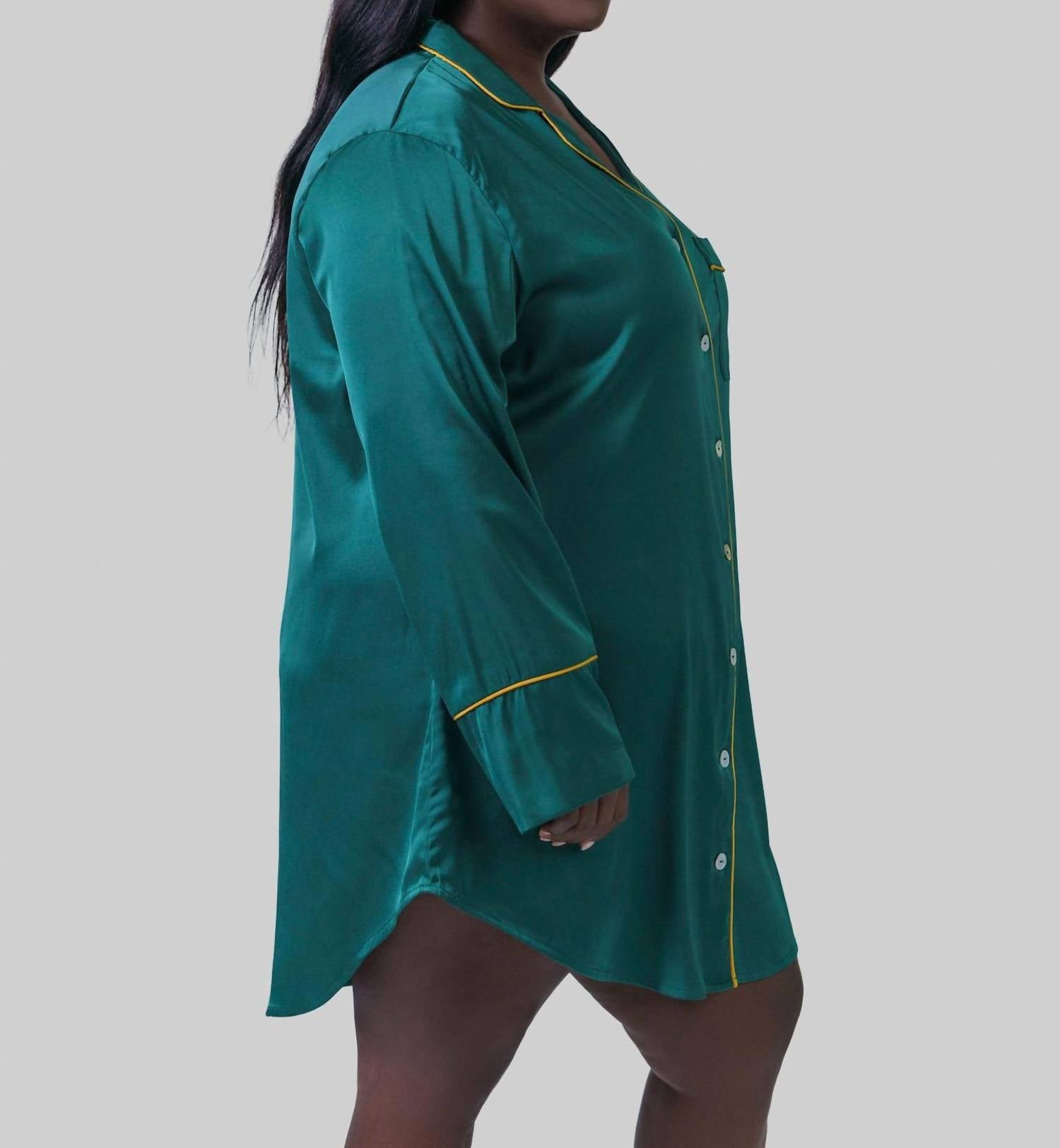 Kilo Brava - Satin Button Down Sleepshirt - Plus