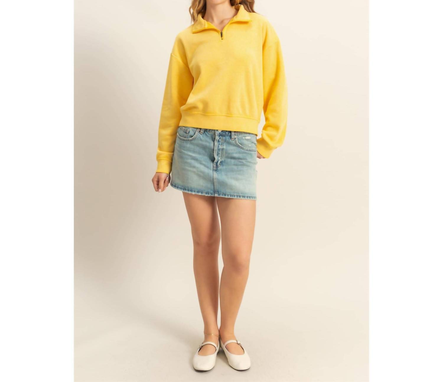 Hyfve - Pullover Half Zip Up Terry Sweatshirt