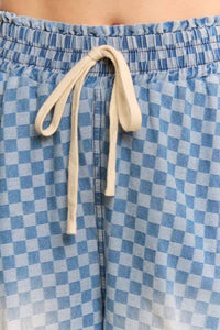 Davi & Dani - Women's Checkerboard Ribbon-ruched Parachute Pants