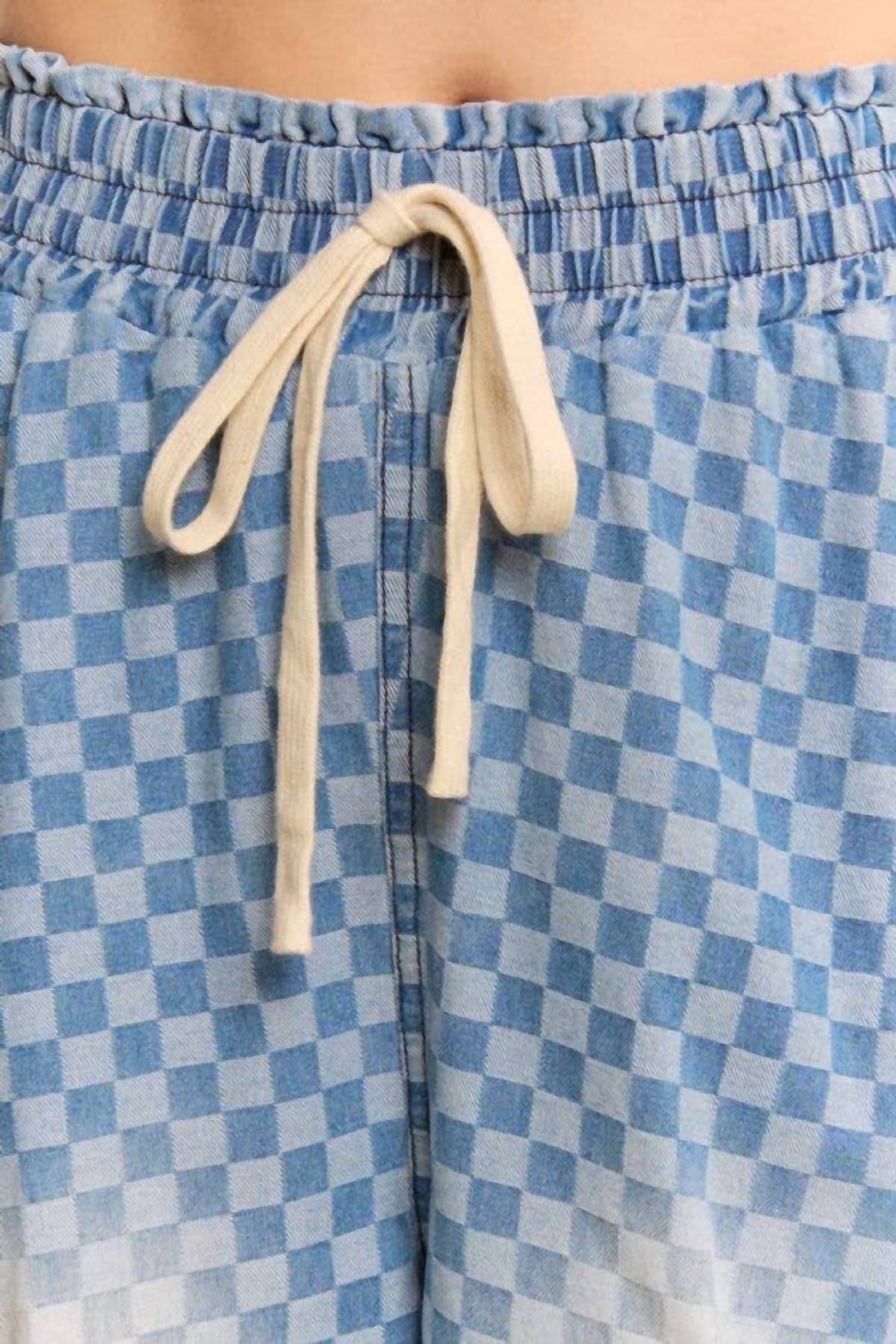 Davi & Dani - Women's Checkerboard Ribbon-ruched Parachute Pants