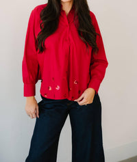 Caryn Lawn Abby Swing Sequin Top in cranberry - women's blouse