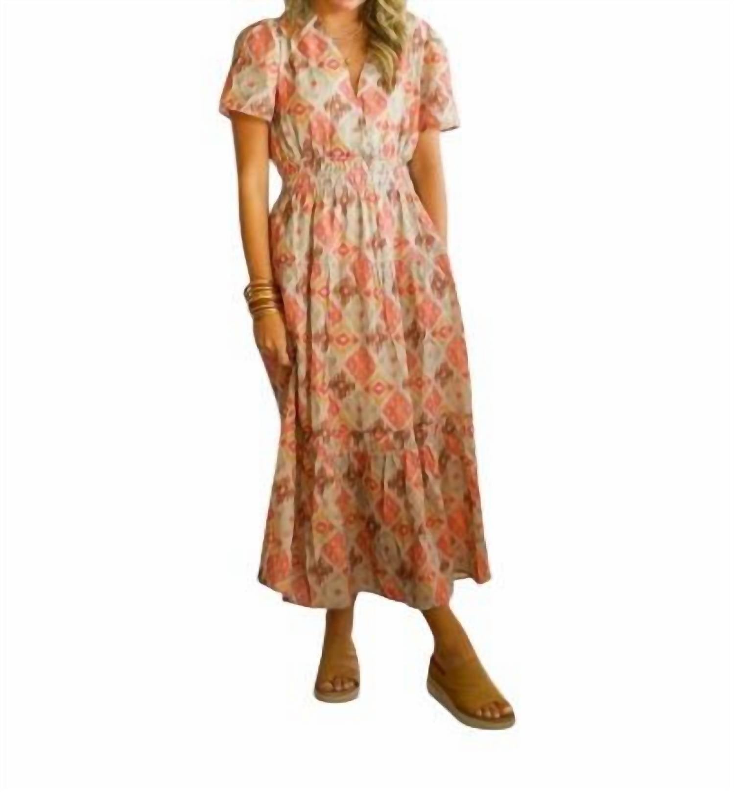 Thml - Fall Pattern Puff Sleeve Midi Dress