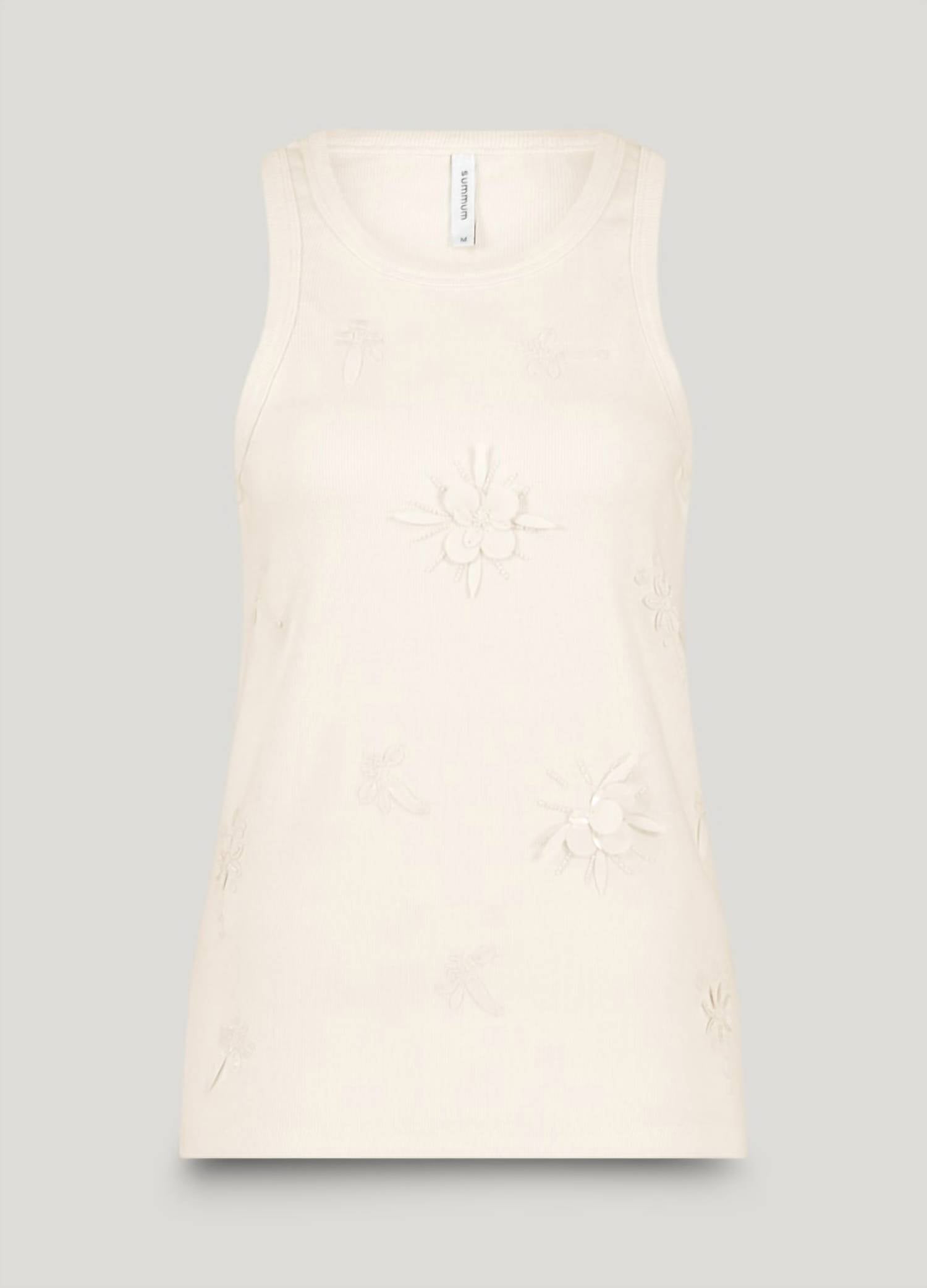 summum Embellished Tank Top in ivory - women's tank top - alternate view