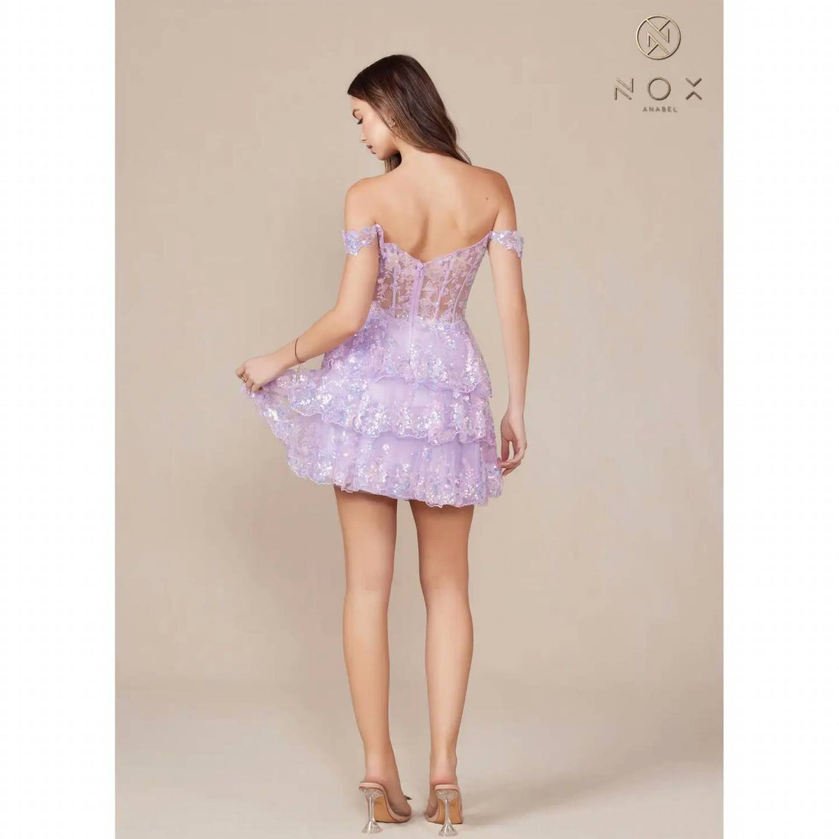 Nox Anabel - Rylan Off Shoulder Tiered Homecoming Dress