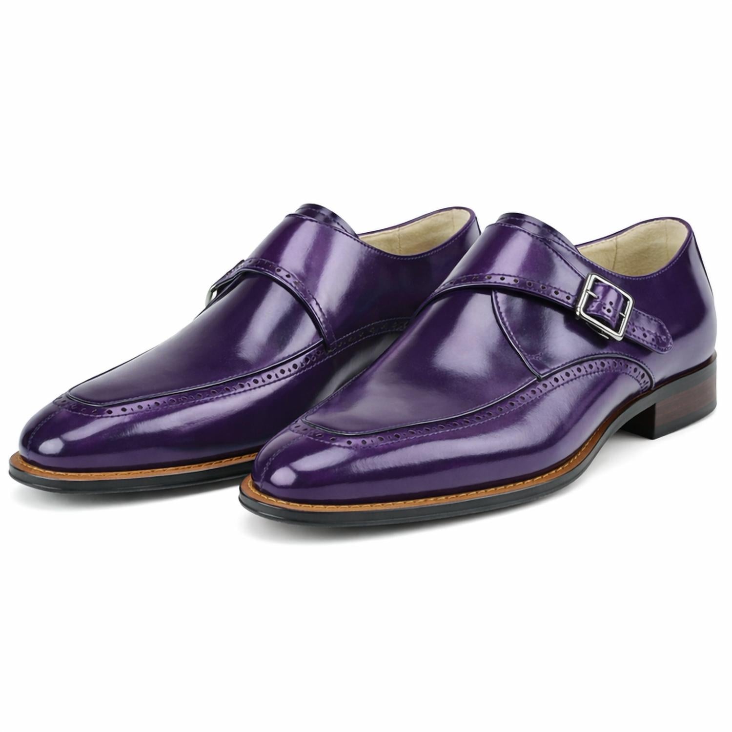 Giovanni Amato Men’s Genuine Leather Monk Strap Dress Shoe in purple - men's loafer - alternate view