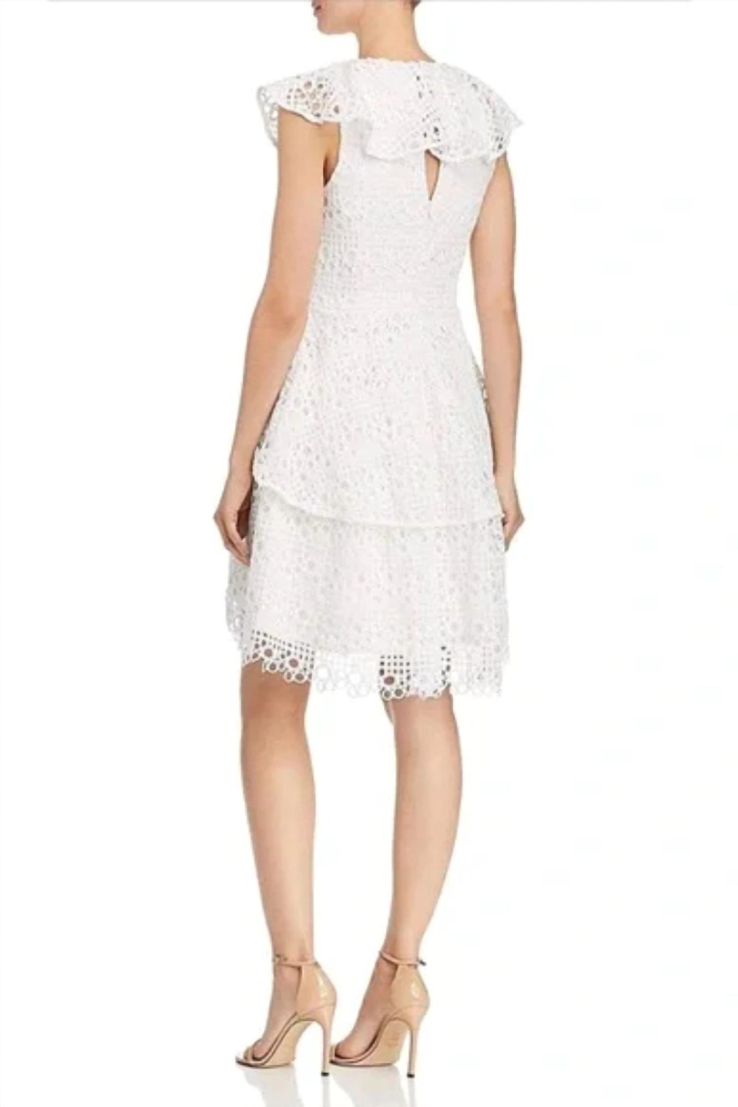 ELLIATT Lace Ruffle Dress in white - women's dress - alternate view