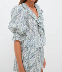 Hunter Bell - Imogen Ruffle V Neck Blouse