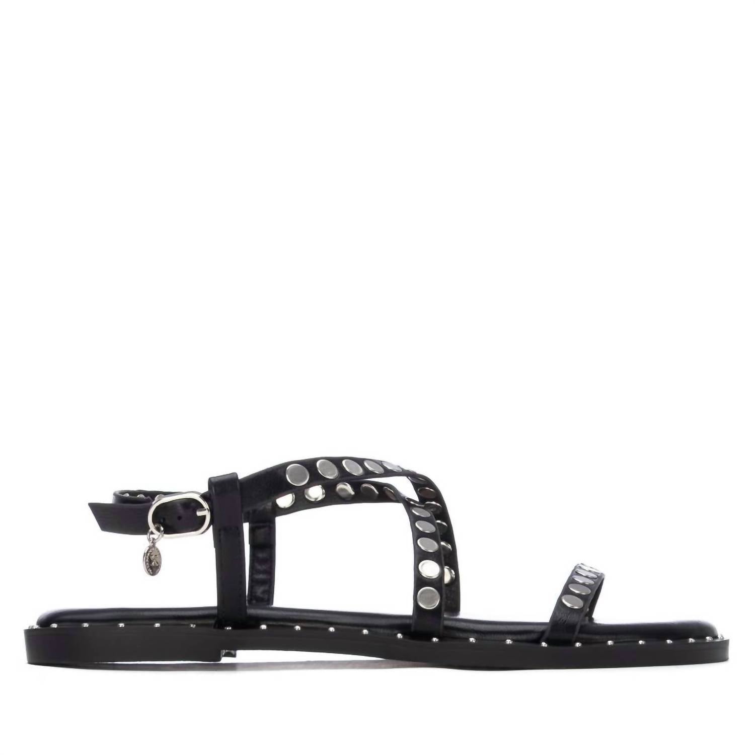Xti Women's Pu Strap Sandal in black 1 - women's sandal - detail view