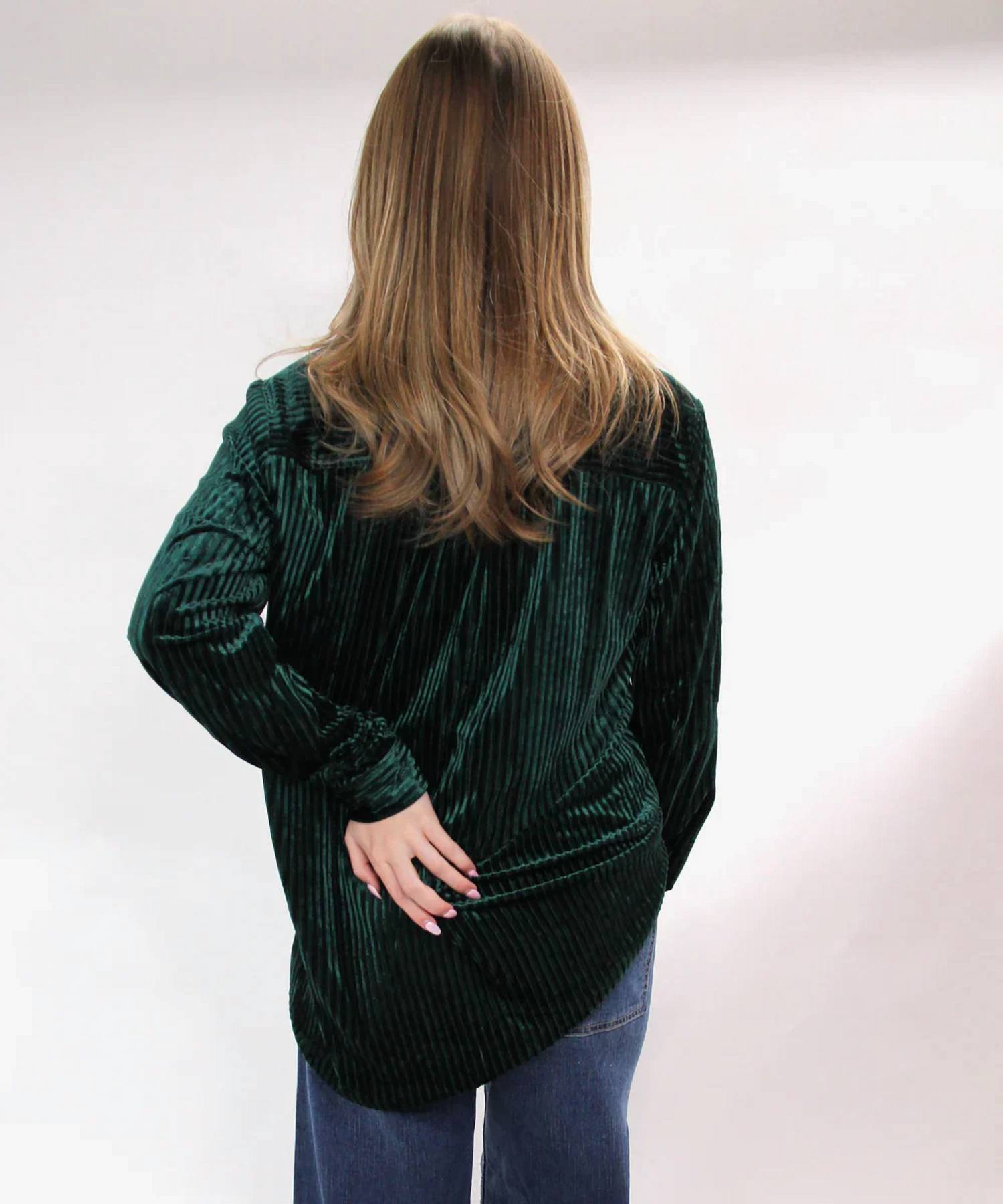Vanilla Monkey - Textured Velvet Button-down Shirt - Plus