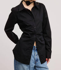 Mimosa - Back Self-tie Fitted Collared Shirt
